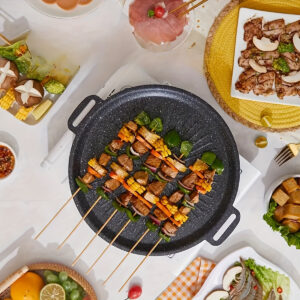Versatile Non-Stick Bbq Grill Pan - Perfect For Grilling Steaks & Meat | Ideal For Indoor/Outdoor Cooking | Great For Camping, Picnics & Home Kitchen Use | Cast Iron Construction | Essential Barbecue Accessory