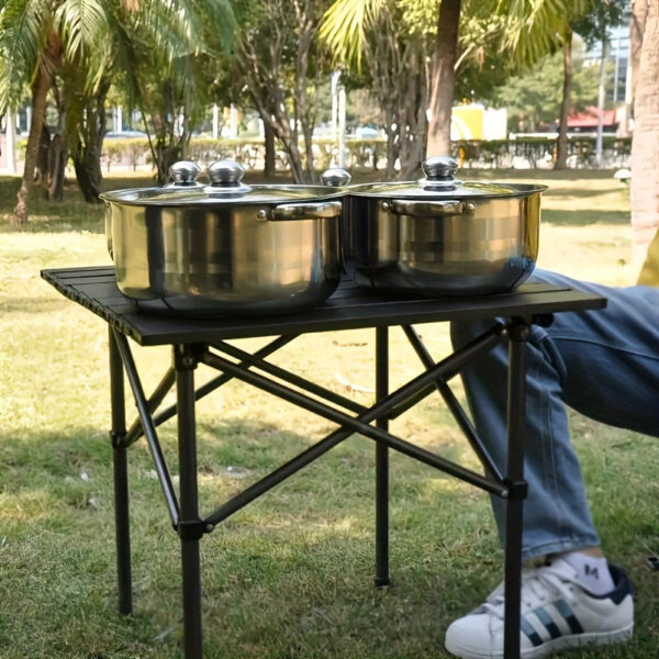 4-Piece Stainless Steel Cooking Pot Set - 410 Grade, Durable 0.5mm Thickness, Uncharged, with Lids & Handles, No Flint, Ideal for Ramadan Decoration & Camp Kitchen Essentials