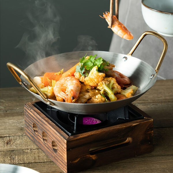 Thickened Stainless Steel Wok - Large Capacity, Heavy-Duty, Round Bottom, Non-Stick, Durable, Easy Cleaning, Versatile Cooking Pot for Restaurant Kitchen, Outdoor Camping, and Home Cooking - Perfect for Stir-Frying, Braising, and Boiling