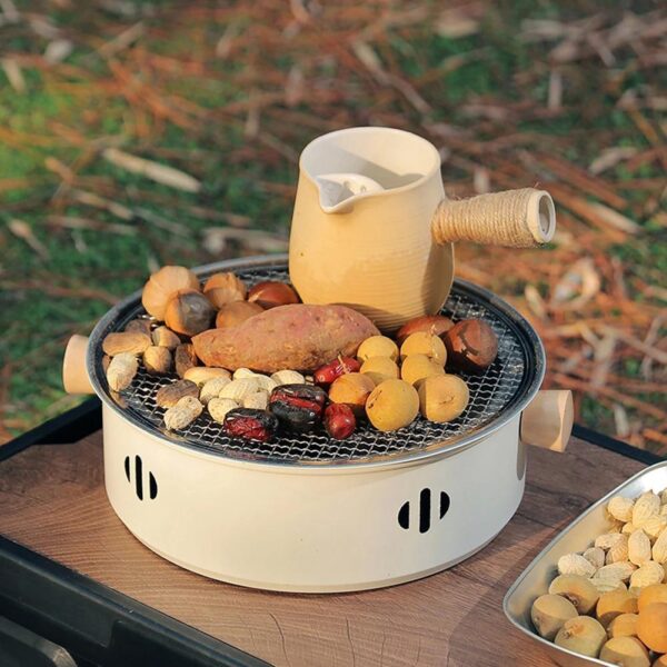 1set Portable Stainless Steel Tabletop BBQ Grill Pan - Durable, Compact, and Convenient Outdoor Grilling Solution with Grill Net - Essential Kitchen Supplies and BBQ Accessories for Household Use