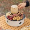 1set Portable Stainless Steel Tabletop BBQ Grill Pan - Durable, Compact, and Convenient Outdoor Grilling Solution with Grill Net - Essential Kitchen Supplies and BBQ Accessories for Household Use