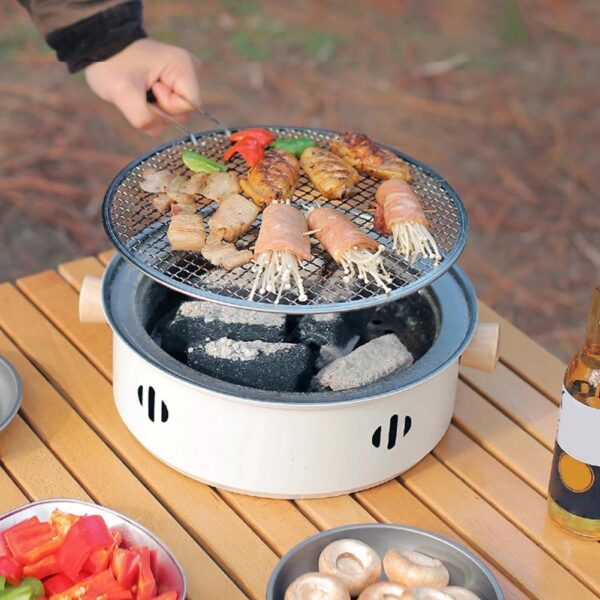 1set Portable Stainless Steel Tabletop BBQ Grill Pan - Durable, Compact, and Convenient Outdoor Grilling Solution with Grill Net - Essential Kitchen Supplies and BBQ Accessories for Household Use