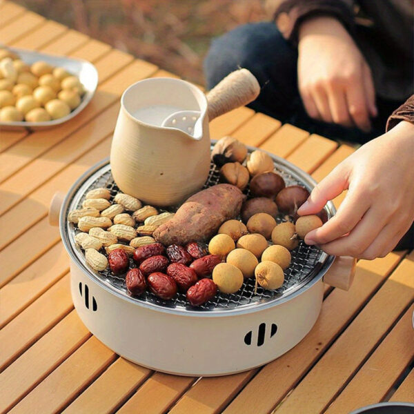 1set Portable Stainless Steel Tabletop BBQ Grill Pan - Durable, Compact, and Convenient Outdoor Grilling Solution with Grill Net - Essential Kitchen Supplies and BBQ Accessories for Household Use