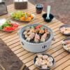 1set Portable Stainless Steel Tabletop BBQ Grill Pan - Durable, Compact, and Convenient Outdoor Grilling Solution with Grill Net - Essential Kitchen Supplies and BBQ Accessories for Household Use