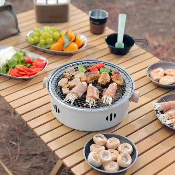 1set Portable Stainless Steel Tabletop BBQ Grill Pan - Durable, Compact, and Convenient Outdoor Grilling Solution with Grill Net - Essential Kitchen Supplies and BBQ Accessories for Household Use