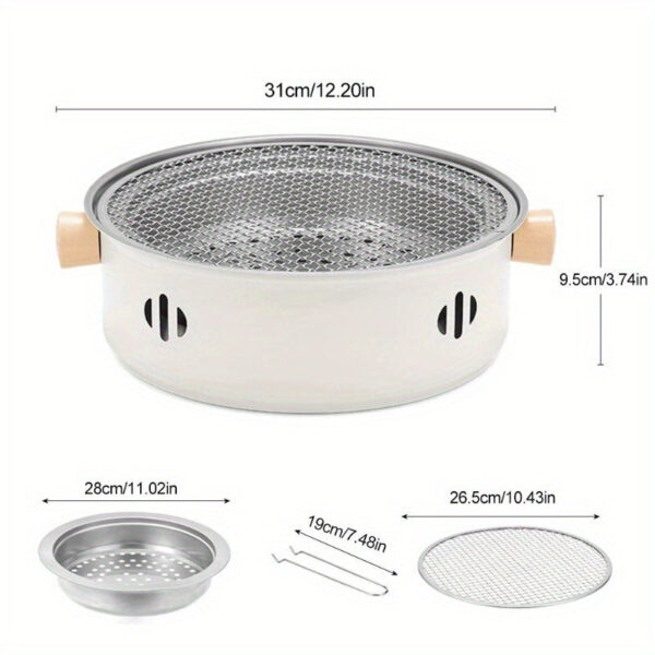 1set Portable Stainless Steel Tabletop BBQ Grill Pan - Durable, Compact, and Convenient Outdoor Grilling Solution with Grill Net - Essential Kitchen Supplies and BBQ Accessories for Household Use