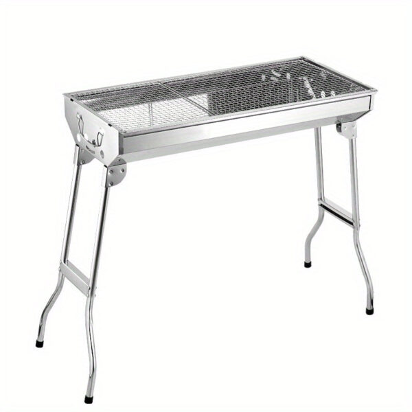 Stainless Steel Charcoal Grill Set - Portable, Foldable Design for Outdoor Cooking, Camping, Picnics & Travel - Durable BBQ Tools Kit
