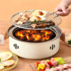 1set Portable Stainless Steel Tabletop BBQ Grill Pan - Durable, Compact, and Convenient Outdoor Grilling Solution with Grill Net - Essential Kitchen Supplies and BBQ Accessories for Household Use