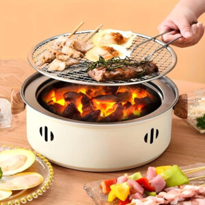1set Portable Stainless Steel Tabletop BBQ Grill Pan - Durable, Compact, and Convenient Outdoor Grilling Solution with Grill Net - Essential Kitchen Supplies and BBQ Accessories for Household Use