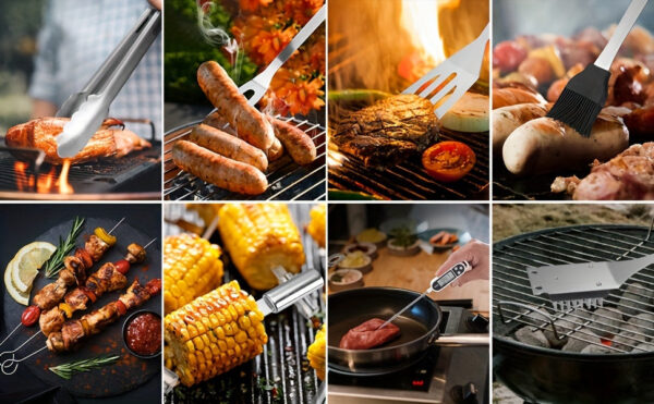 ValueMax 15 Pcs BBQ Grill Accessories, Grill Set, Grilling Gifts For Men, Barbecue Tools For Indoor & Outdoor Grill/Cooking, Camping