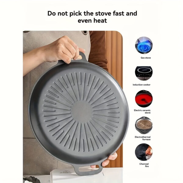 Versatile Non-Stick Bbq Grill Pan - Perfect For Grilling Steaks & Meat | Ideal For Indoor/Outdoor Cooking | Great For Camping, Picnics & Home Kitchen Use | Cast Iron Construction | Essential Barbecue Accessory