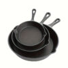 3-Piece Cast Iron Skillet Set - Pre-Seasoned Non-Stick Frying Pans with Drip-Spouts - Perfect for Oven, Stovetop, and Camping - Sturdy, Heat-Retaining Cookware for Indoor & Outdoor Adventures