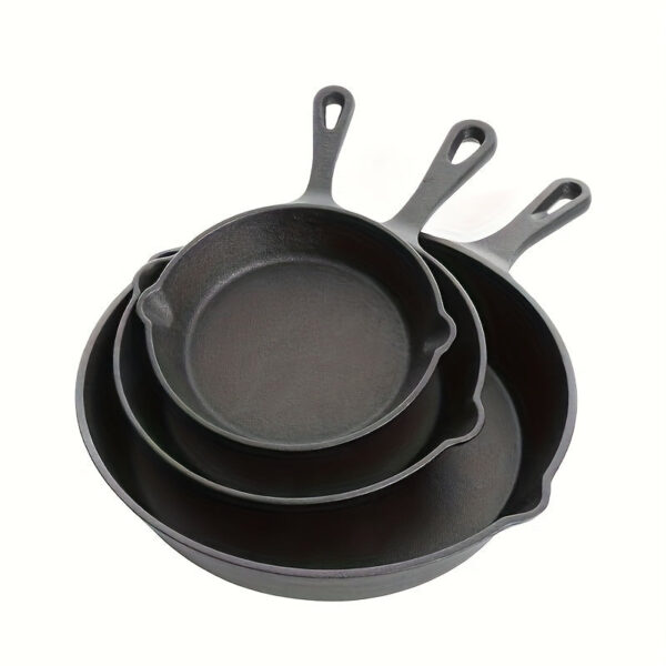 3-Piece Cast Iron Skillet Set - Pre-Seasoned Non-Stick Frying Pans with Drip-Spouts - Perfect for Oven, Stovetop, and Camping - Sturdy, Heat-Retaining Cookware for Indoor & Outdoor Adventures
