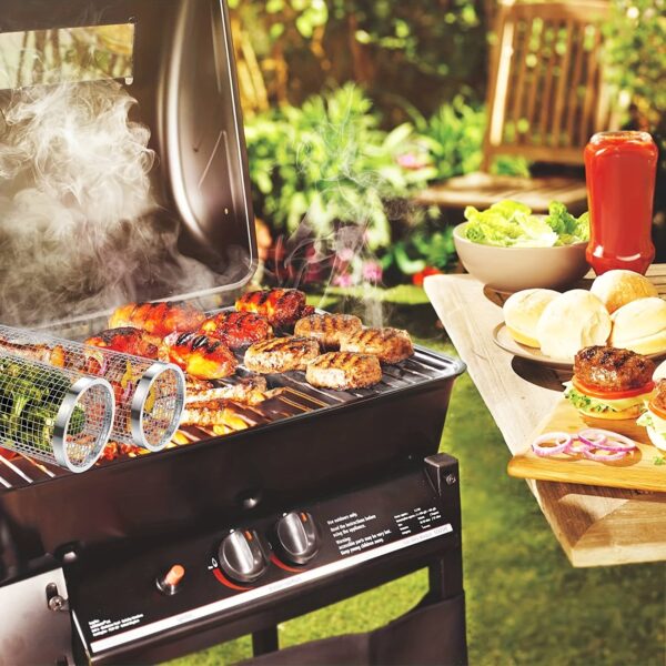 Stainless Steel BBQ Grill Cage - Portable Outdoor Camping Cooker, Durable Round Barbecue Accessory