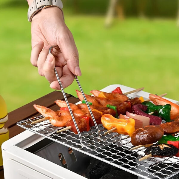 1pc Portable Square Charcoal Grill, Smokeless Outdoor Camping BBQ Stove, Compact Travel Barbecue Grill For Picnics & Tailgating