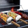 1pc Premium Nesting Grill Basket - Heavy-Duty, Durable Corrosion-Resistant 304 Stainless Steel with Ergonomic Wooden Grip, Easy-Foldable Grill Net for Even Cooking - Perfect for Grilling Seafood, Veggies, and More, Ideal Gift for Outdoor Enthusiasts, Perf