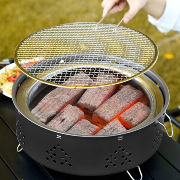 12 Inch Portable Barbecue Charcoal Grill for Camping, Small/Mini Round BBQ Stainless Stove with Folding legs & Carry Bag for Outdoor Cooking, Picnic, Hiking, Fishing & Party Black