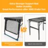 Folding Table with 2 Wing Panels, Camping Table with Mesh Desktop, Height Adjustable Folding Grill Table, Portable Outdoor Table for Picnic, Camping, BBQ, Beach