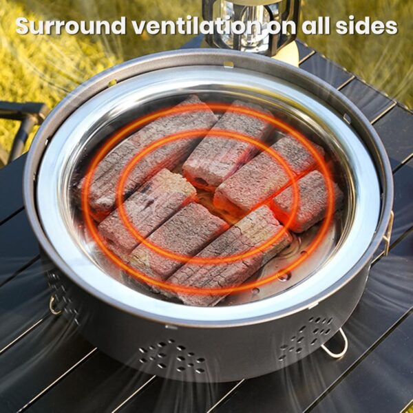 12 Inch Portable Barbecue Charcoal Grill for Camping, Small/Mini Round BBQ Stainless Stove with Folding legs & Carry Bag for Outdoor Cooking, Picnic, Hiking, Fishing & Party Black