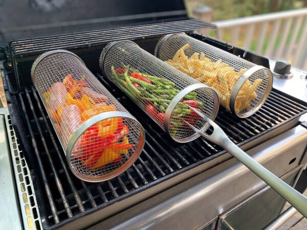 Stainless Steel BBQ Grill Cage - Portable Outdoor Camping Cooker, Durable Round Barbecue Accessory