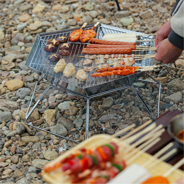 Hexagonal Folding Wood Stove - Portable, Multifunctional Charcoal BBQ Camping Fire Table with Folding Design for Outdoor Adventures