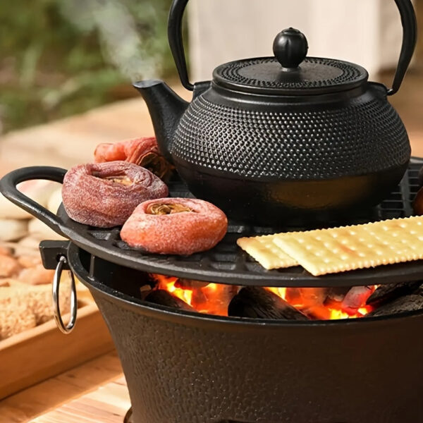 1pc Round Outdoor Cast Iron Charcoal Stove - Fire Pits for Tea Brewing, Grilling, Heating - Durable, Portable, No Ignition, Ideal for Camping, Backyard, Patio