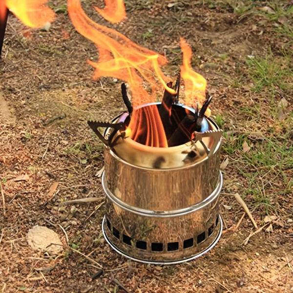 Mini Stainless Steel Portable Outdoor Camping Stove - Durable, Wood Burning, No Ignition Function, Perfect for Backpacking, Hiking, and Outdoor Adventures!