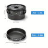 1set, Camping Pot And Pan Set For 2-3 People Use, Portable Cookware Tableware Set With Cooking Pot, Frying Pan, Kettle, Knives And Forks
