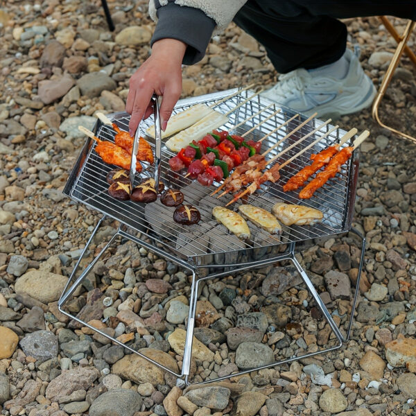 Hexagonal Folding Wood Stove - Portable, Multifunctional Charcoal BBQ Camping Fire Table with Folding Design for Outdoor Adventures