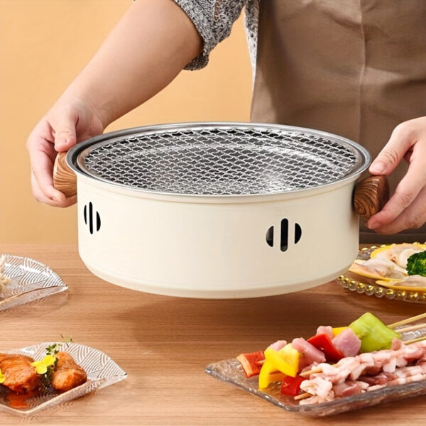 1set Portable Stainless Steel Tabletop BBQ Grill Pan - Durable, Compact, and Convenient Outdoor Grilling Solution with Grill Net - Essential Kitchen Supplies and BBQ Accessories for Household Use