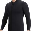 Women Wetsuit Top Swim Jacket Mens Youth Wet Suit Shirt 2mm Neoprene Thermal Swimsuit Front Zip Long Sleeve Cold Water Keep Warm Snorkeling Diving Surfing