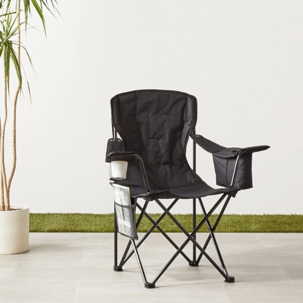 Camping Chair Large, Mesh Back, Portable Folding Chair with Cup Holder, Heavy Duty for Outdoor Events
