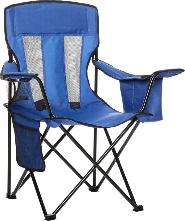 Camping Chair Large, Mesh Back, Portable Folding Chair with Cup Holder, Heavy Duty for Outdoor Events